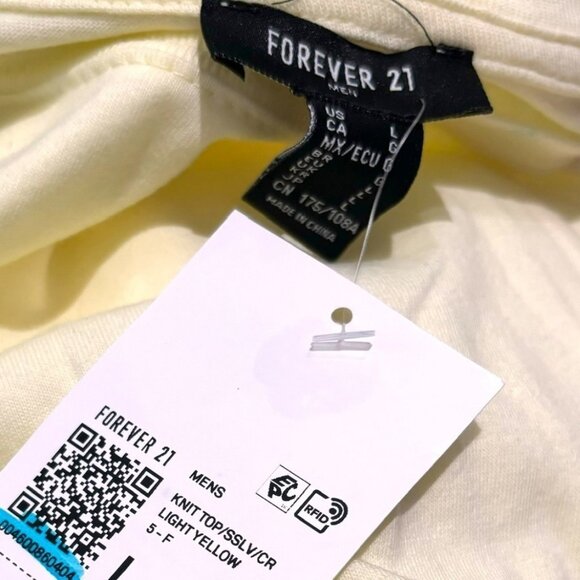 NWT FOREVER 21 Solid Light Yellow T-shirt Men's L Crew Neck Tee Short Sleeve NEW - Picture 6 of 6
